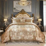 Queen Size 8-PIECE Jacquard Comforter Set With Satin Sheets Elegant Coordi. Fixed Price $138.63.
