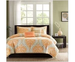 Twin Comforter Set 4 Piece Orange White Damask Bedding Soft Quilt. Fixed Price $174.99.