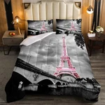 Kxry Paris Comforter Set Queen Size Pink Eiffel Tower Seine Bedding French Style. Fixed Price $81.78.