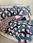 Trina Turk Coastline Ikat Full / Queen Duvet Comforter Cover Blue Coral White. Fixed Price $99.95.