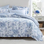 Queen Comforter Set Blue Floral Reversible Ruffle Bedding Madison Park Adele. Fixed Price $124.99.