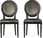 Chic Grey Velvet Dining Chairs Set Of 2 With Sleek Black Legs. Fixed Price $440.99.