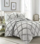 Lush Cor Ruffle Diamond 3-PIECE Full/queen Comforter Set $666 J. Fixed Price $119.00.