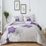 Menghomeus Dark Purple Floral Queen King 3PC Comforter Set Soft Microfiber. Fixed Price $52.22.