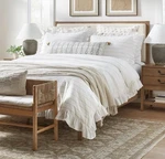 Queen Yarn Dye Stripe With Ruffle Duvet Cover & Sham Set White/khaki New. Fixed Price $55.00.