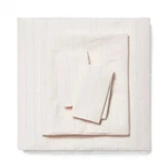 Room Essentials Cream & Blue Floral Striped Design Queen Size 4 Pc Sheet Set. Fixed Price $25.00.