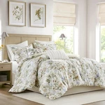 Harbor House Queen Comforter Set Watercolor Floral 300TC Sateen Cotton 6PC. Fixed Price $184.00.