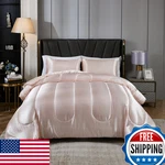 Bedding Dreamer Satin Comforter Set Queen Silk Like Pink Luxury. Fixed Price $103.23.