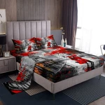 Red Paris Eiffel Tower Sheets Queen Size, Decor For Bedroom, French.... Fixed Price $70.35.