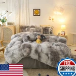 Roscloud Faux Fur Kids Girls Td Black Comforter Set Queen 3PC Warm Cozy Bedding. Fixed Price $80.73.