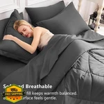 Cozylux Queen Comforter Set 7 Piece Dark Grey Bedding Bag Soft. Fixed Price $46.99.