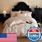 Highbuy Farmhouse Linen Cotton Duvet Cover Full Sizepink Floral Ruffle Design. Fixed Price $47.56.