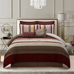 Stratford Park Bedding Striped Pintuck 8-PIECE Comforter Set, Berry Taupe, Qu.... Fixed Price $144.98.
