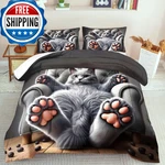 Llyxsesty Cat Comforter Set Twin,grey Kawaii Bedding Adult,cute Ani. Fixed Price $59.65.
