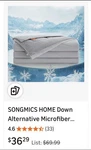 Songmics Home Down Alternative/ Reversible Queen Comforter/microfiber/cooling. Fixed Price $38.94.