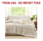 Cozylux Queen Comforter Set Beige, 7 Pieces Soft Pinch Pleat Bed Bag. Fixed Price $44.99.