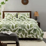 Tropical Plants Quilt Set Queen Size 3 Pieces, Green Palm Leaves Rainforest S.... Fixed Price $56.19.