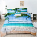 Bducok Ocean Comforter Set King Size Beach Bedding Tropical Palm Tree Haw. Fixed Price $77.25.