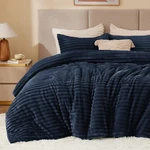 California King Fleece Comforter Set Luxury Fuzzy Navy Blue Bedding Bedelite. Fixed Price $179.99.