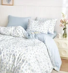 Cottagecore Floral Comforter Set King 3PC White Blue Shabby Chic Rose Bedding. Fixed Price $72.00.