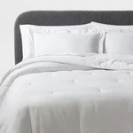 Threshold Cotton Sateen Comforter Set Luxe Embroidered, White/light Gray, King. Fixed Price $39.99.