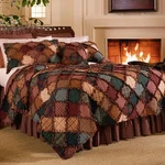 Donna Sharp Campfire Rag Quilt Rustic Country Lodge ** Queen 3 Piece Bed Set. Fixed Price $428.00.