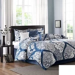 Madison Park 7 Piece Vienna Sateen Cotton Comforter - Queen Set Indigo. Fixed Price $99.51.