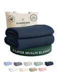 Muslin Blanket 100% Cotton Gauze King 92 X108 Ensign Blue Cloudscape Layer Size. Fixed Price $179.99.
