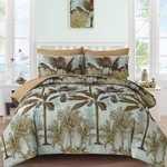 Botanical Comforter Set 7 Pieces Palm Tree Bed Bag, Reversiable King Blue. Fixed Price $98.70.