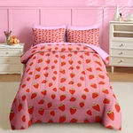 5 Pcs Comforter Set Twin Size, Sweet Pink Fruit Bedding Teen, Cute Strawb.... Fixed Price $58.99.
