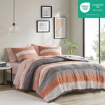 Madison Park 7 Pc Comforter Set W/ Bed Sheets Cali King Stripe Coral Free Ship. Fixed Price $63.00.