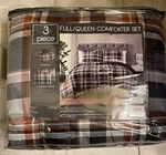 Full Queen Comforter W 2 Reversible Shams Blue Red Plaid 3 Piece Set. Fixed Price $39.99.