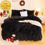 King Size Comforter Set Black Fluffy Winter Faux Fur Warm Soft Plush Bedding. Fixed Price $79.99.