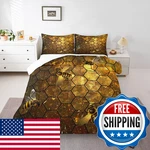 Manfei Cute Bee Comforter Set Full Size Honeycomb Print Duvet Insert. Fixed Price $86.79.