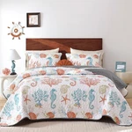Coastal King Size Quilt Set 3 Pcs Ocean Beach Theme Bedding W/ Pillowcases. Fixed Price $49.39.
