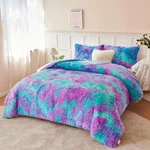 Perfemet Fuzzy Girls Queen Size Bedding Set 3 Pieces Luxury Purple And Teal. Fixed Price $104.58.