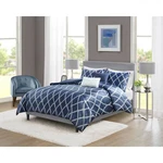 5PC King Zara Charmeuse Geo Print Comforter Bedding Set - Navy. Fixed Price $31.99.