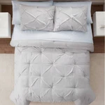 Serta King Comforter Set 7-PIECE Simply Clean Pleated Bed Bag Gray Sheets. Fixed Price $37.86.