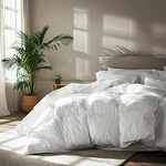 Comforter King 106X90 Inch Goose Down Cotton White Hypoallergenic Serta Feather. Fixed Price $129.99.