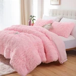 Fluffy Comforter Set, Faux Fur Pink Queen,. Fixed Price $83.99.