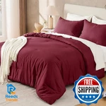 Andency Burgundy California King Comforter Set 3 Pieces Microfiber Bedding Overs. Fixed Price $77.57.
