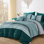 Dintszyayue Teal King Comforter Size Set, 8 Pieces Striped Texture Bed Bag. Fixed Price $86.77.