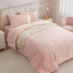 Zzlpp Twin Comforter Set - 5 Pieces, Pink Seersucker Bed Bag With. Fixed Price $60.13.