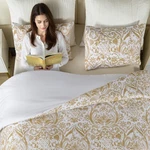3 Piece Comforter Set Cotton Bedding Classic Damask Print Bronze Queen Size. Fixed Price $84.99.