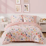 7-PIECE Pink Floral Queen Comforter Set Girls, All Seasons Bedding. Fixed Price $133.99.