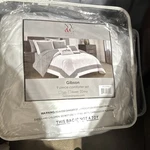 Ny&c Home Gibson 9-PIECE King Comforter Set White Gray Stripes Sheets Pillows. Fixed Price $50.00.