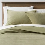 Full/queen Solid Velvet Duvet Cover & Sham Set Green - Threshold. Fixed Price $27.19.
