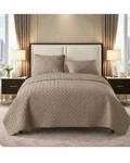 Vcny Home Nina Embossed Basketweave Quilt Set, King, Taupe T4104323. Fixed Price $34.99.