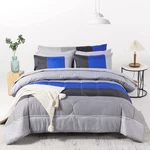 Rynghipy 8PCS Blue And Grey Stripe Comforter Set Queen Size, Ultra Soft. Fixed Price $68.60.