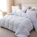Blue Plaid Comforter Set Full Size - Pink Bow Quilt Bedding 3 Pieces, Gingha. Fixed Price $88.92.